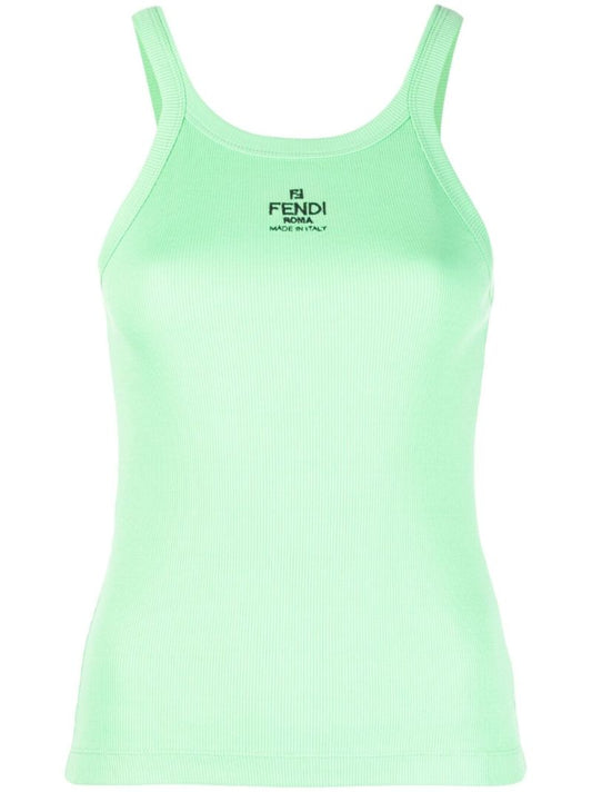 Green Logo Print Tank Top