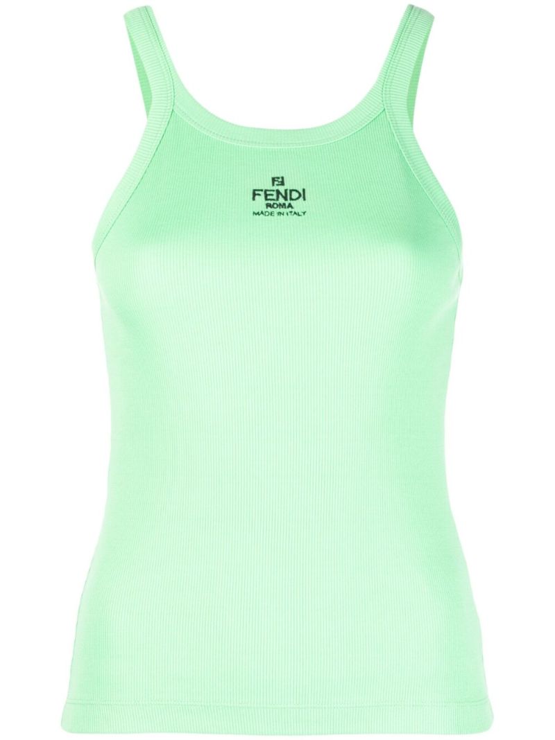 Green Logo Print Tank Top