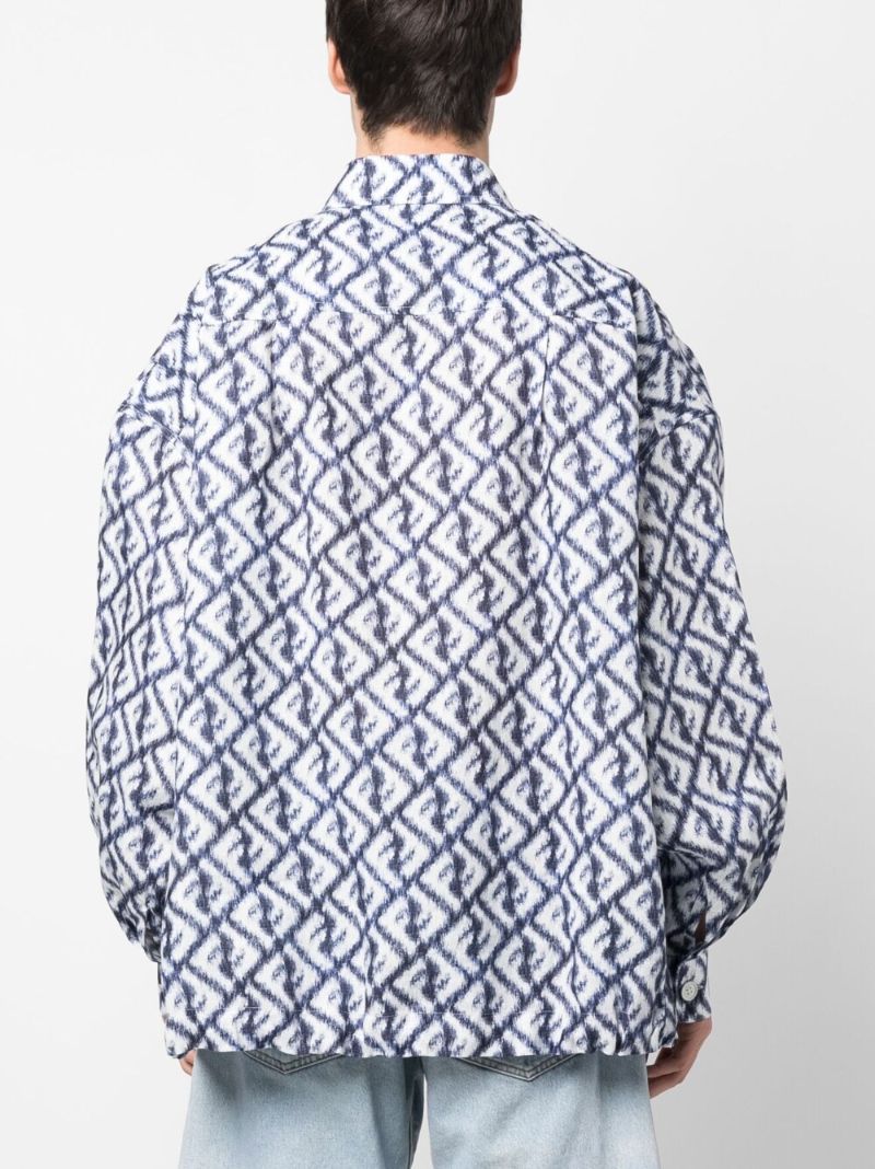 Blue Monogram Print Shirt