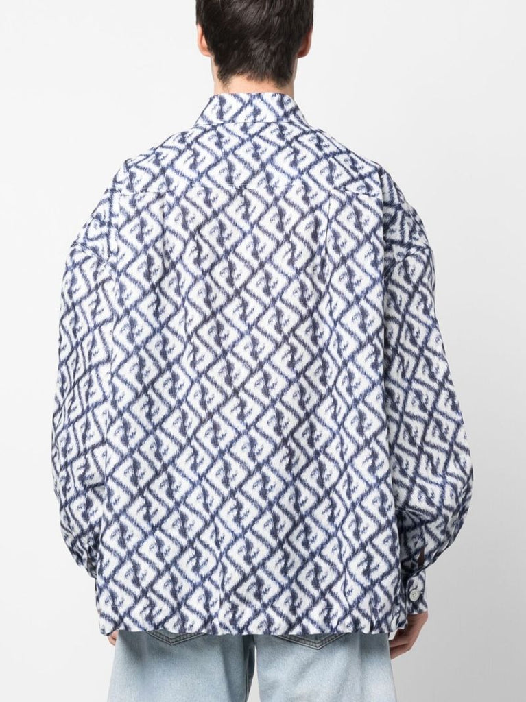 Blue Monogram Print Shirt