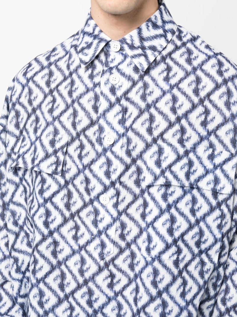 Blue Monogram Print Shirt