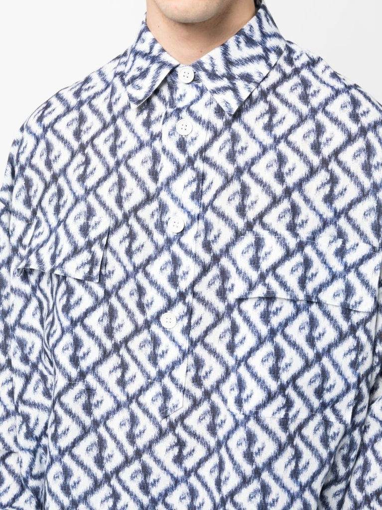 Blue Monogram Print Shirt