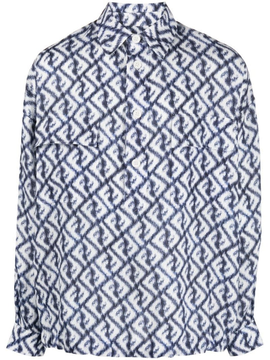 Blue Monogram Print Shirt