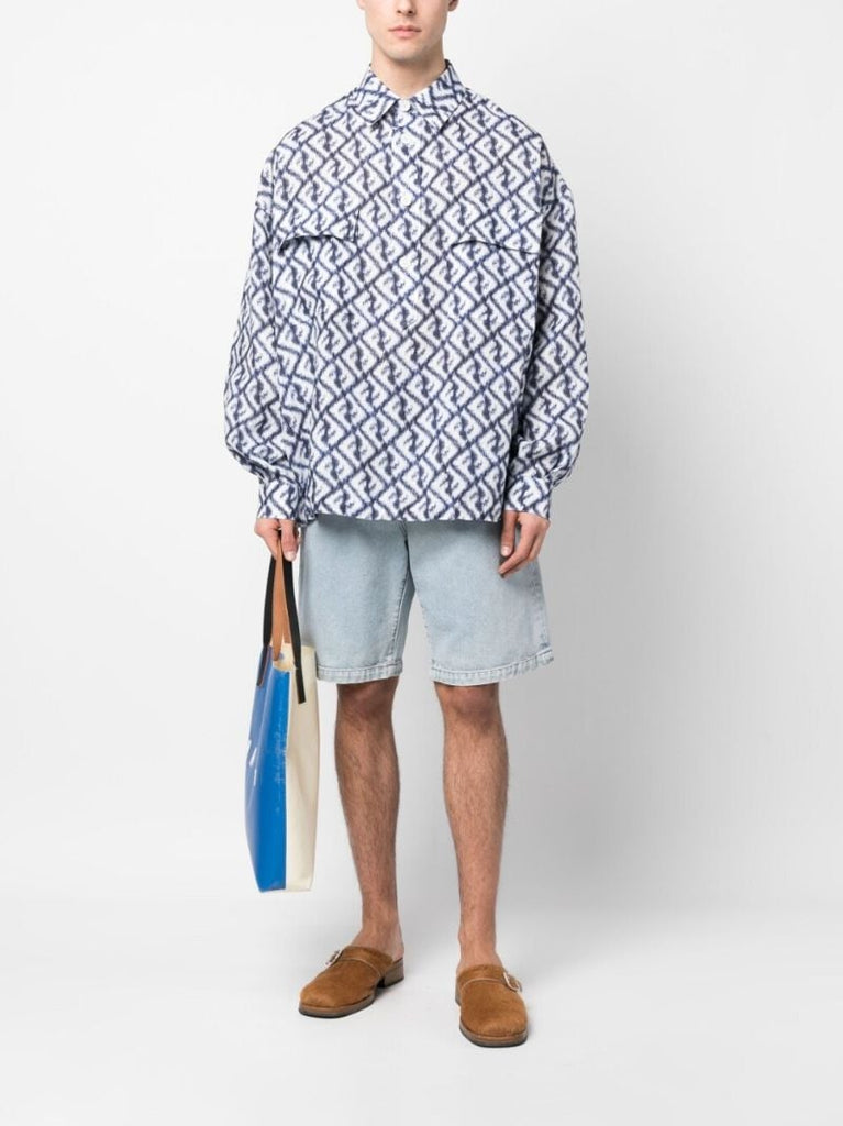 Blue Monogram Print Shirt