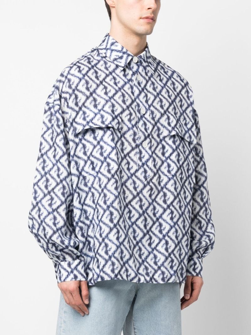 Blue Monogram Print Shirt