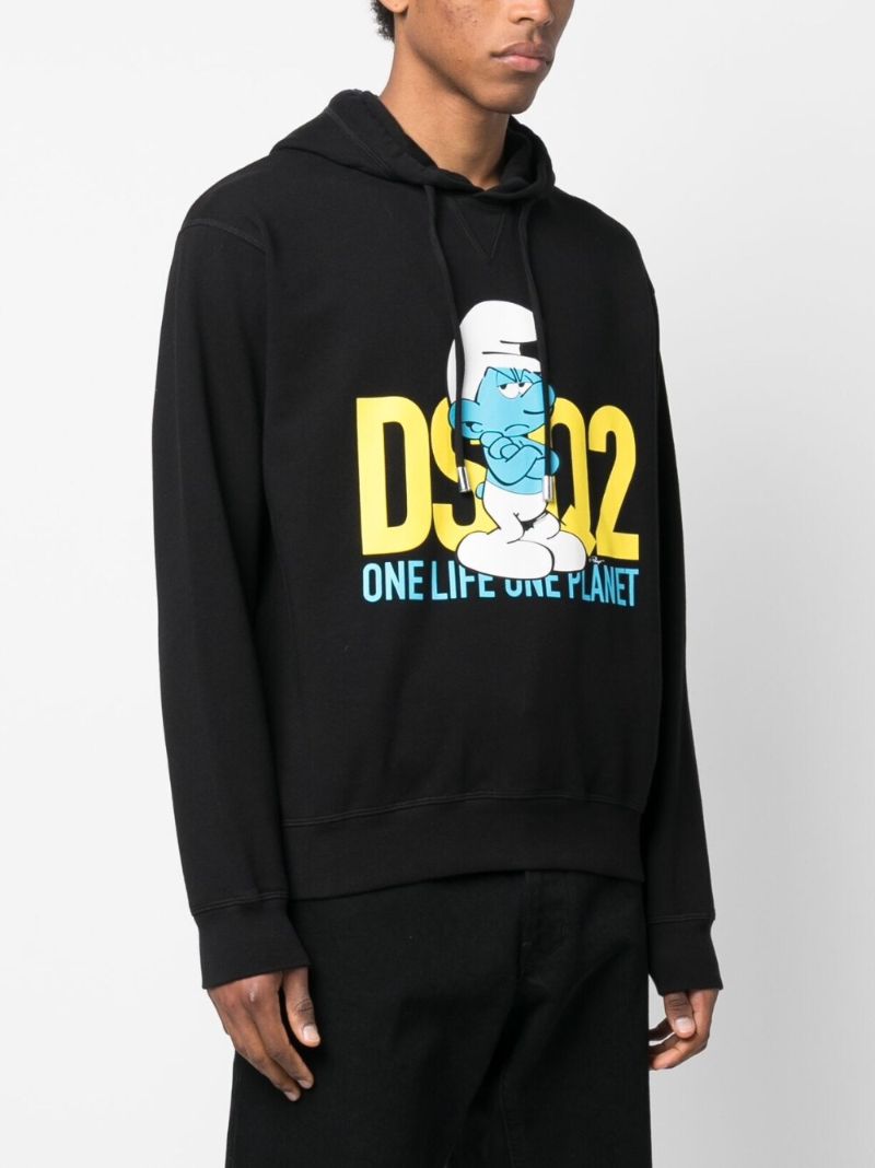 Black Graphic Print Hoodie