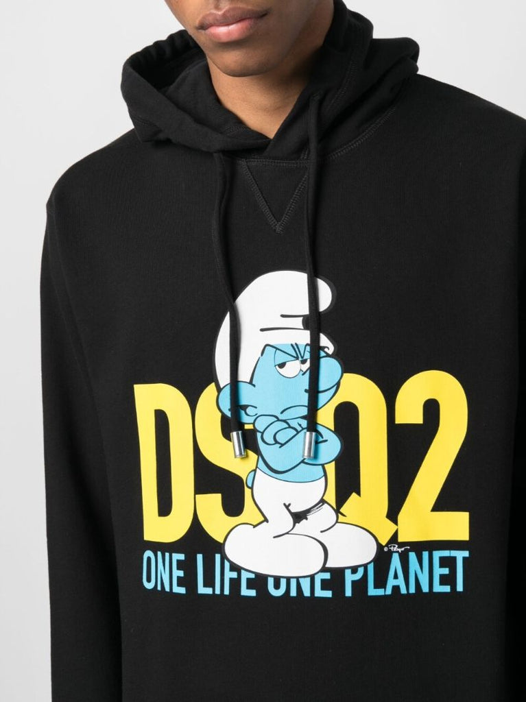Black Graphic Print Hoodie