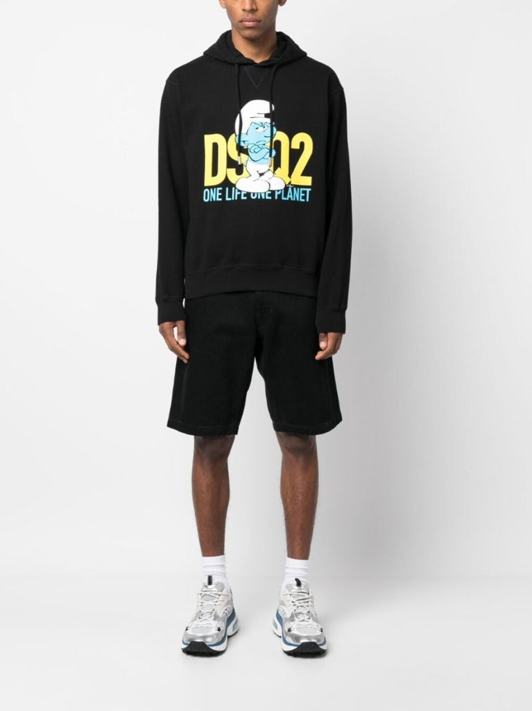 Black Graphic Print Hoodie
