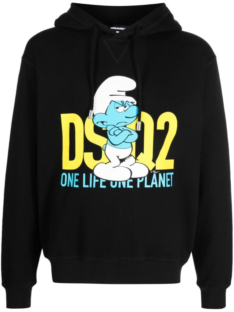 Black Graphic Print Hoodie