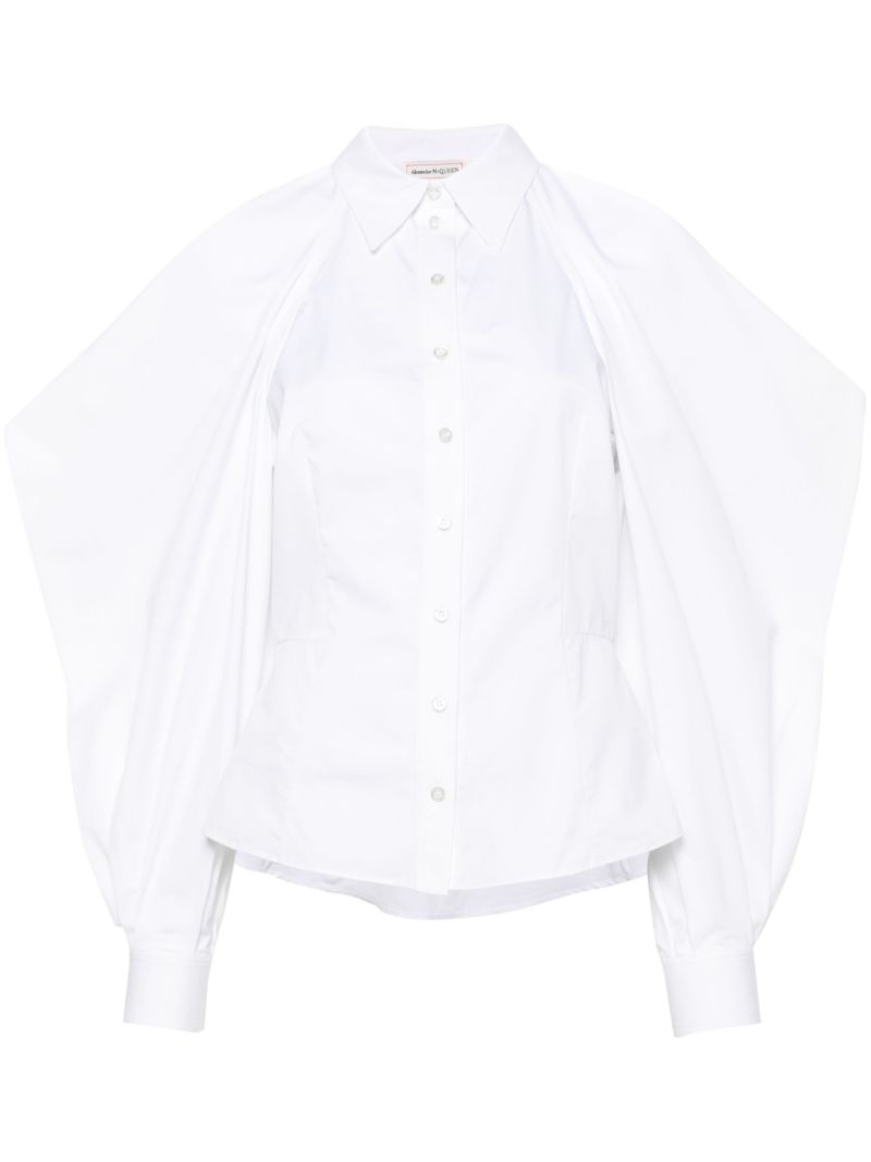White Slashed Drape Sleeve Shirt