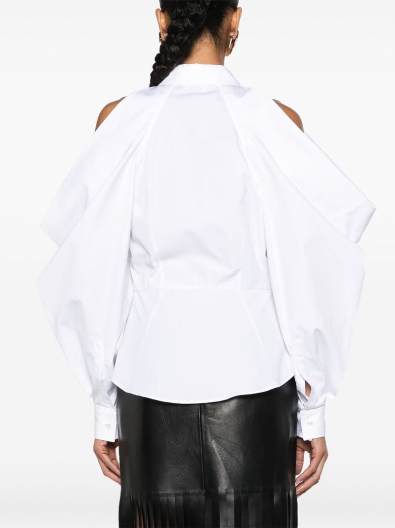 White Slashed Drape Sleeve Shirt
