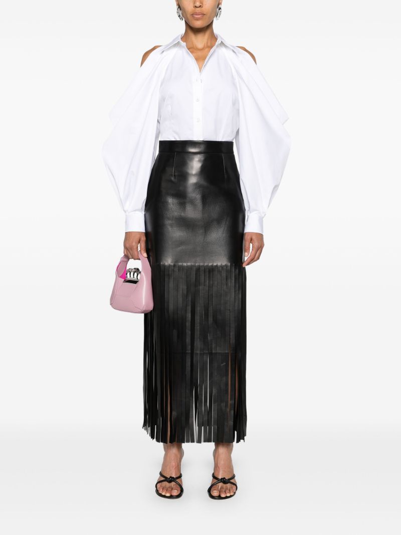 White Slashed Drape Sleeve Shirt