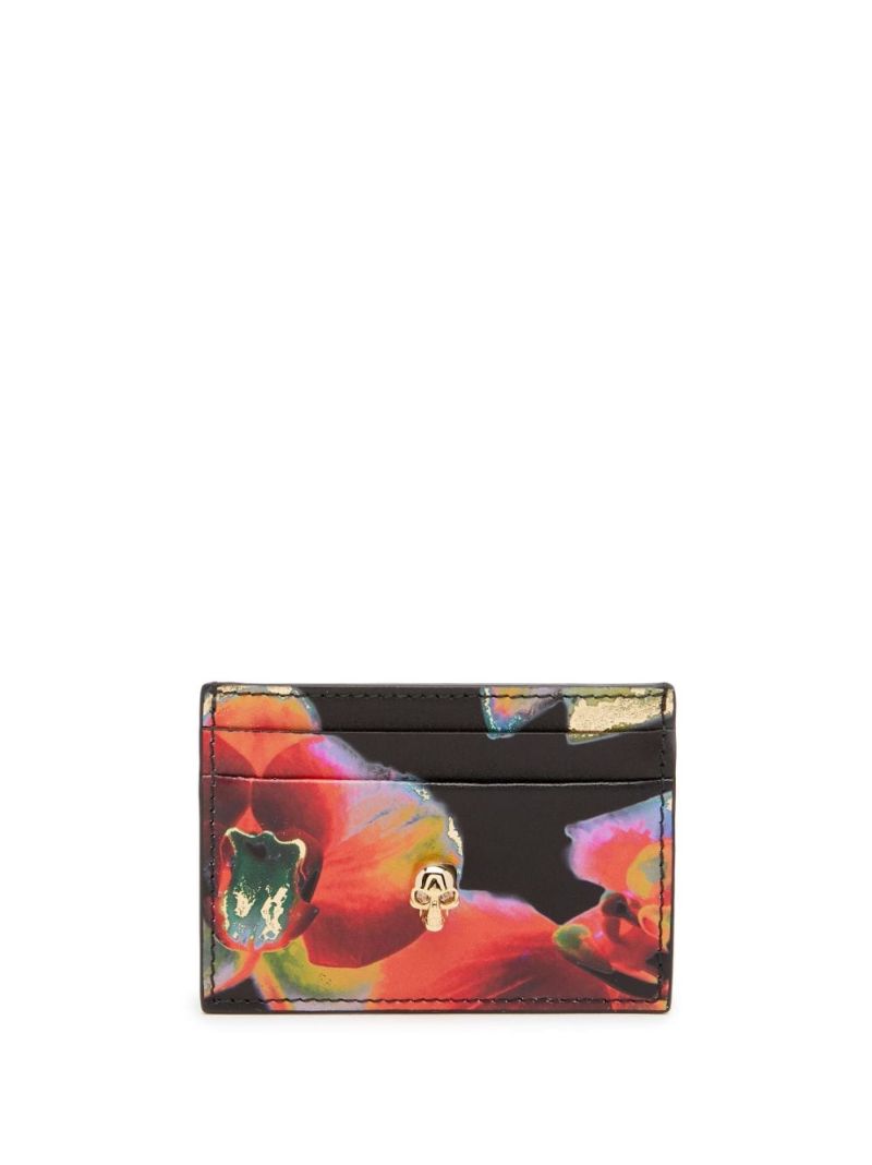 Black Solarised Orchid Skull Cardholder