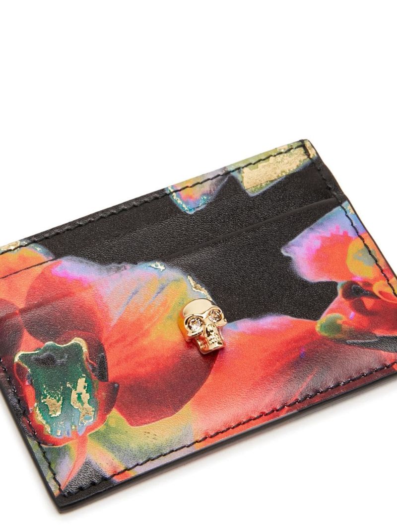 Black Solarised Orchid Skull Cardholder