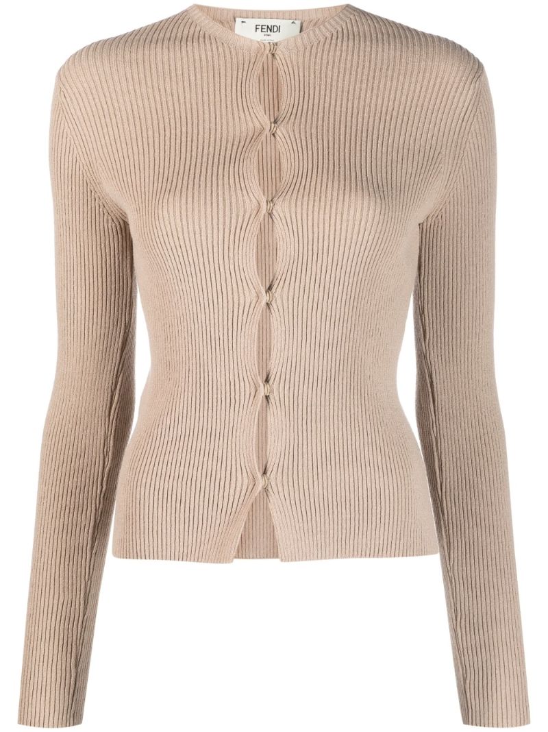 Neutral Ribbed-knit Cardigan