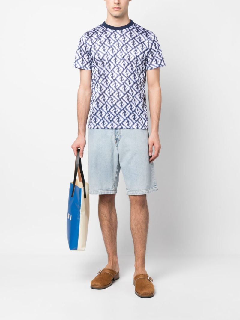 Blue Monogram Print T-shirt