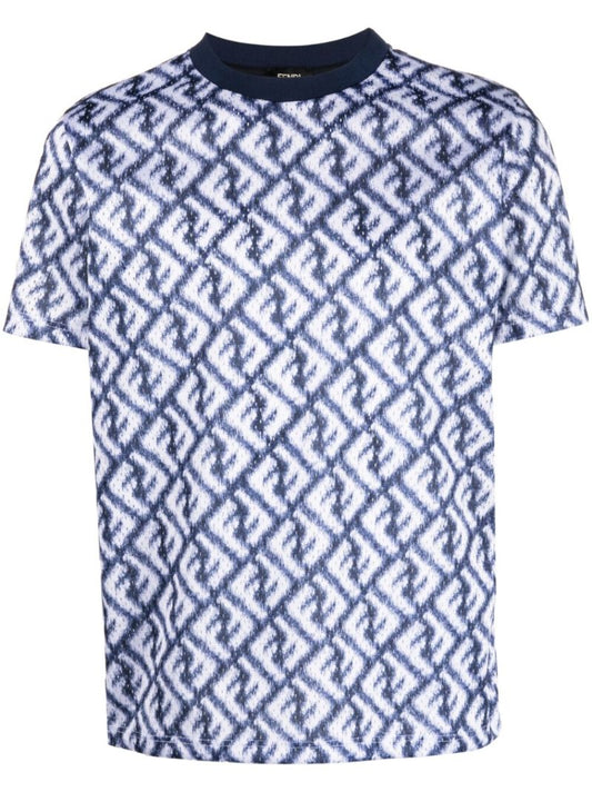 Blue Monogram Print T-shirt