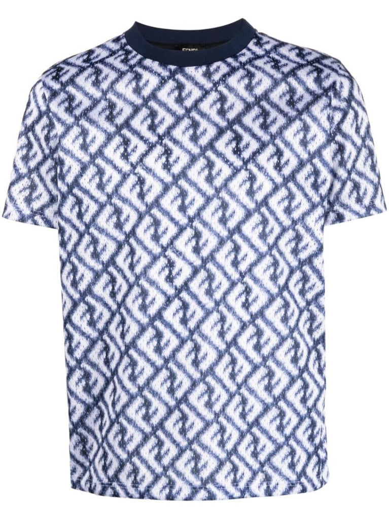 Blue Monogram Print T-shirt