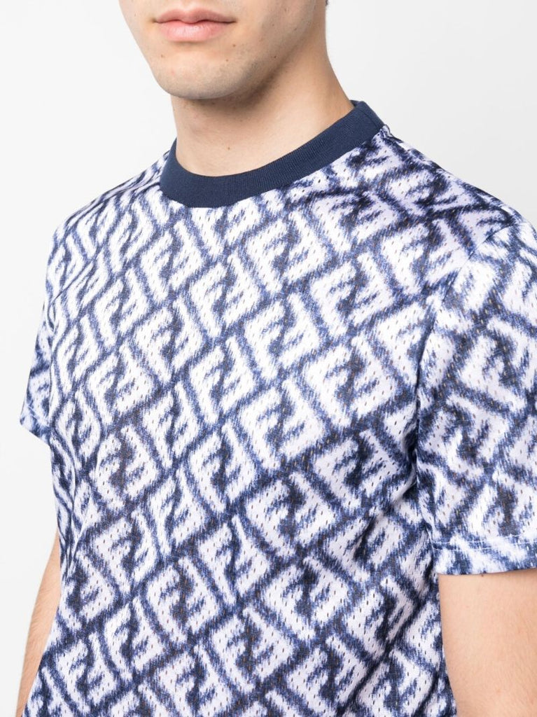 Blue Monogram Print T-shirt