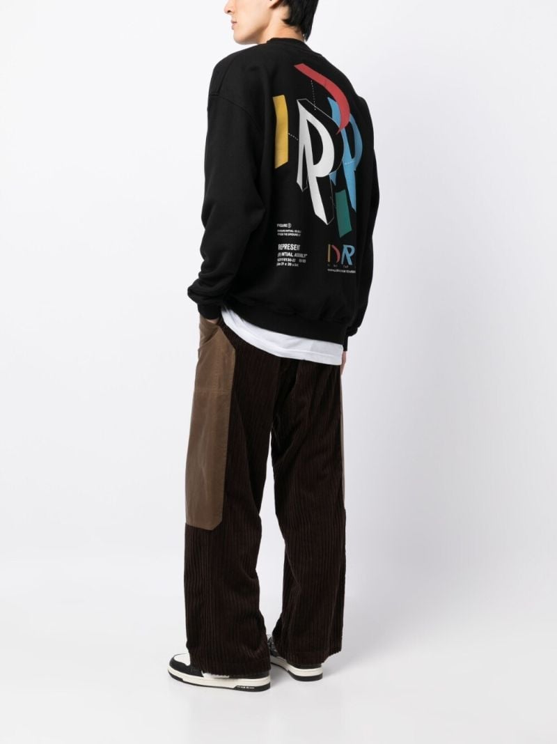 Black Initial Assembly Cotton Sweatshirt