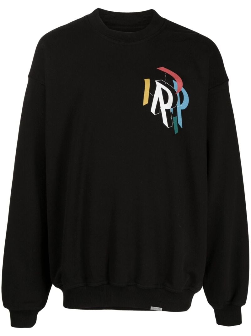 Black Initial Assembly Cotton Sweatshirt