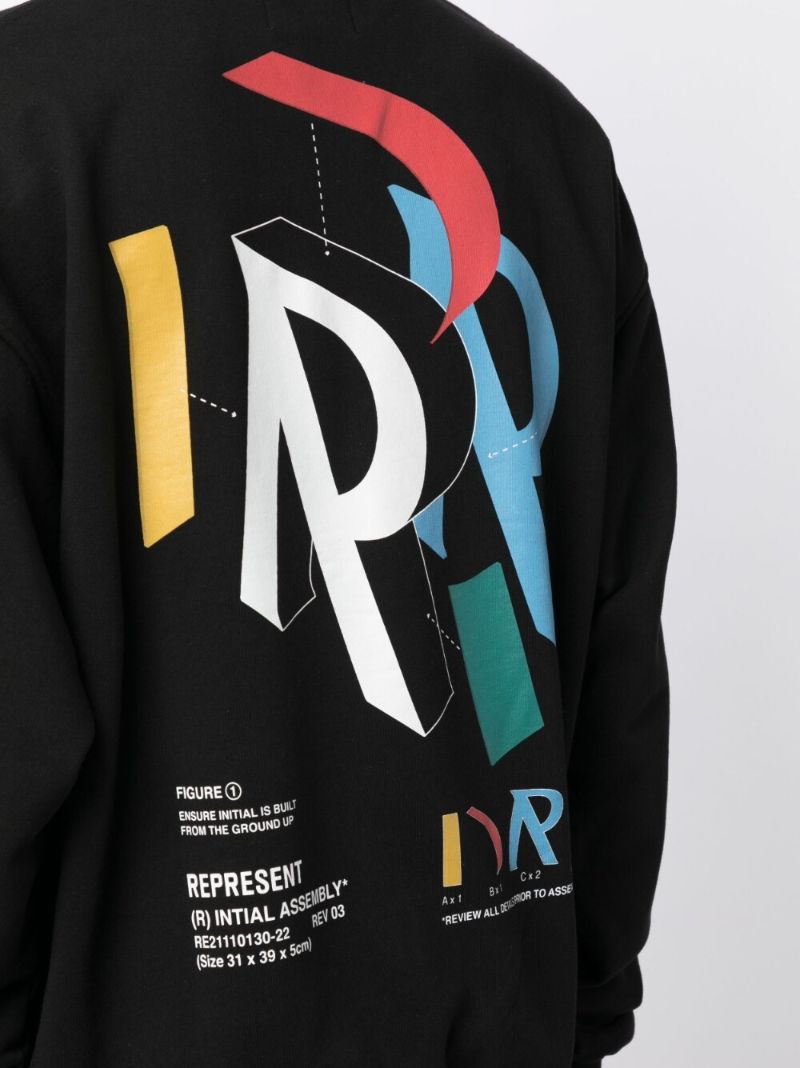 Black Initial Assembly Cotton Sweatshirt