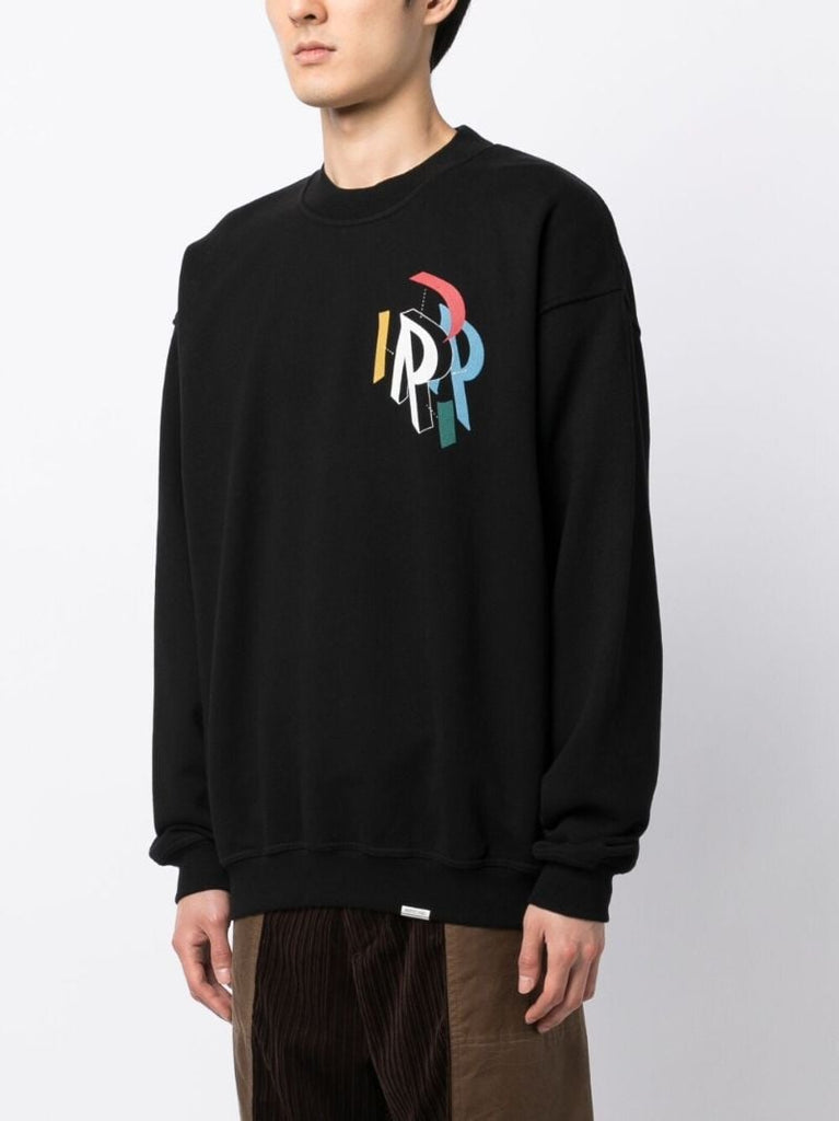 Black Initial Assembly Cotton Sweatshirt
