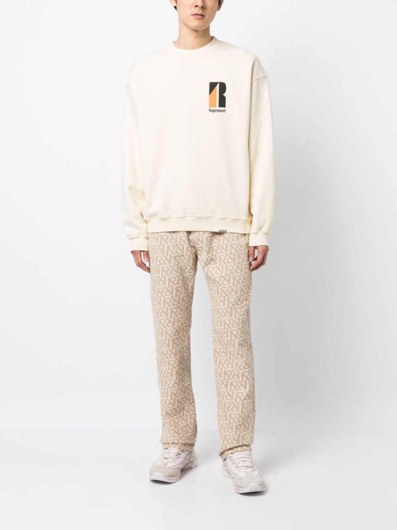 Beige Initial Jacquard Straight-leg Jeans