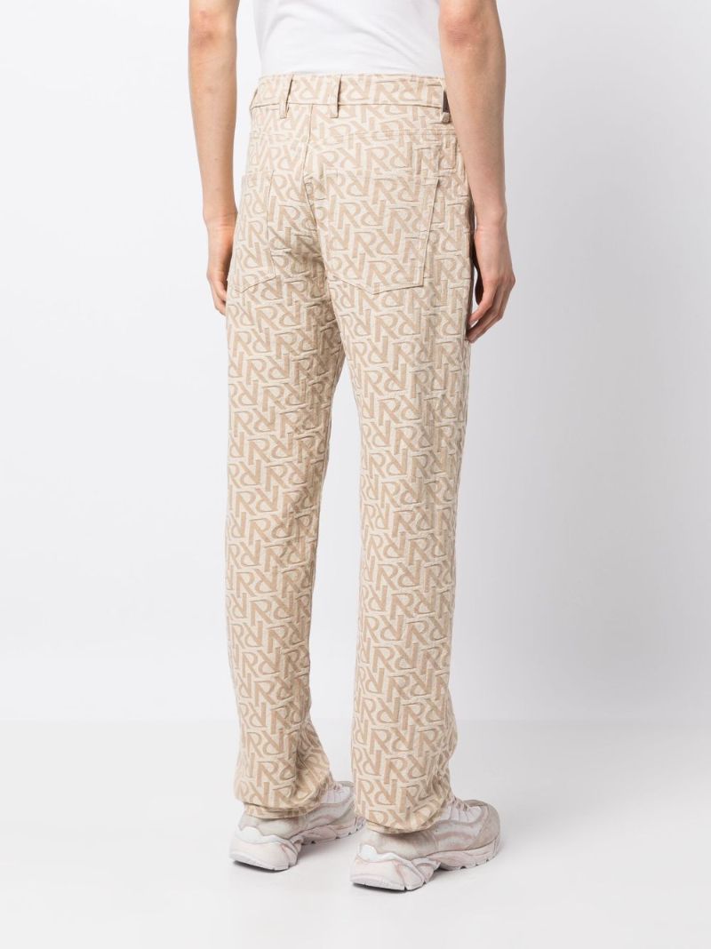 Beige Initial Jacquard Straight-leg Jeans