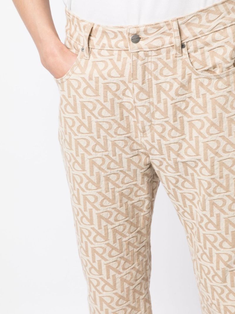 Beige Initial Jacquard Straight-leg Jeans