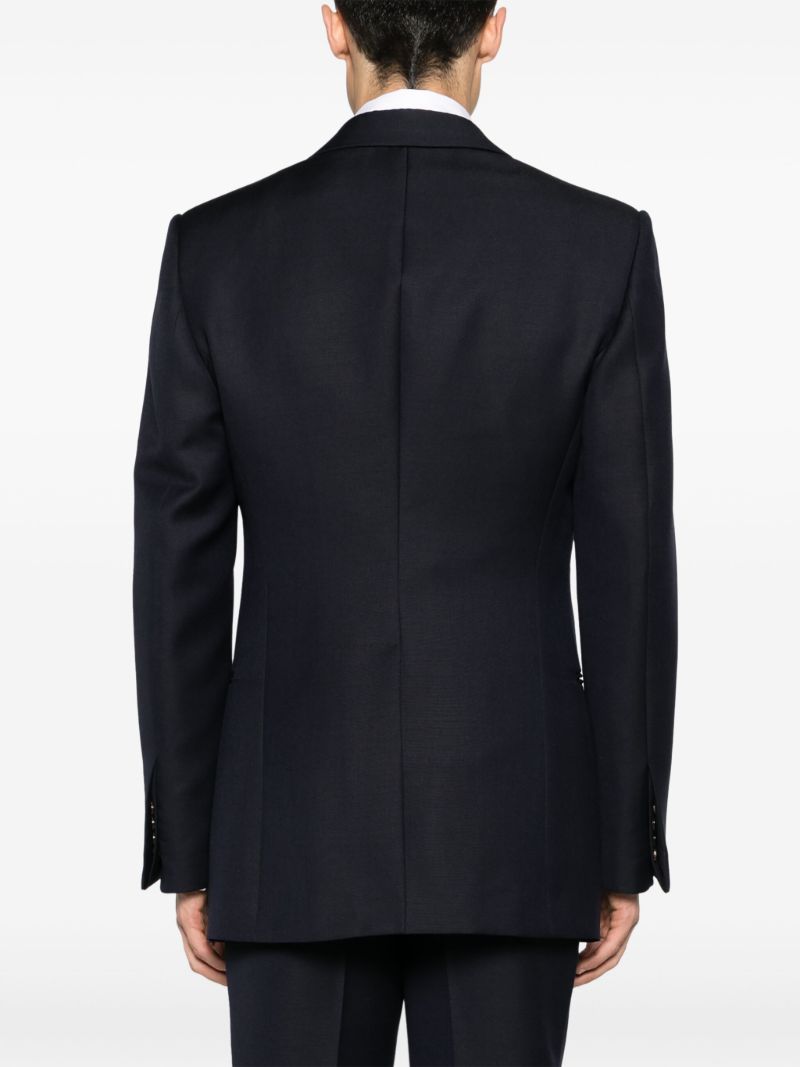 Blue Double-breasted Wool Mohair Blazer