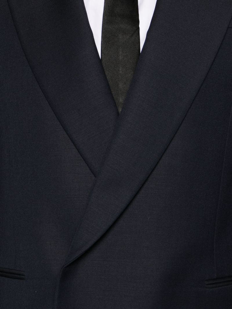 Blue Double-breasted Wool Mohair Blazer