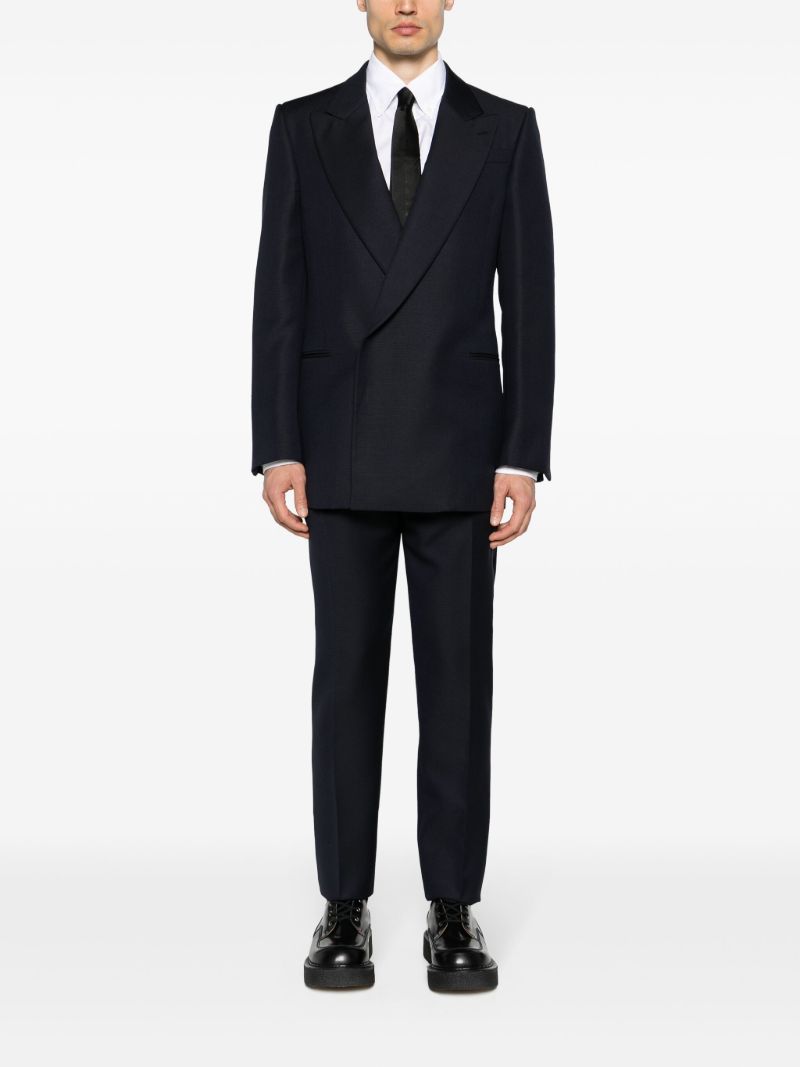 Blue Double-breasted Wool Mohair Blazer
