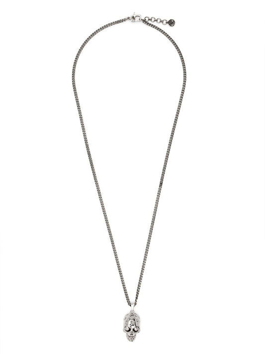 Silver-tone the Knuckle Skull Necklace