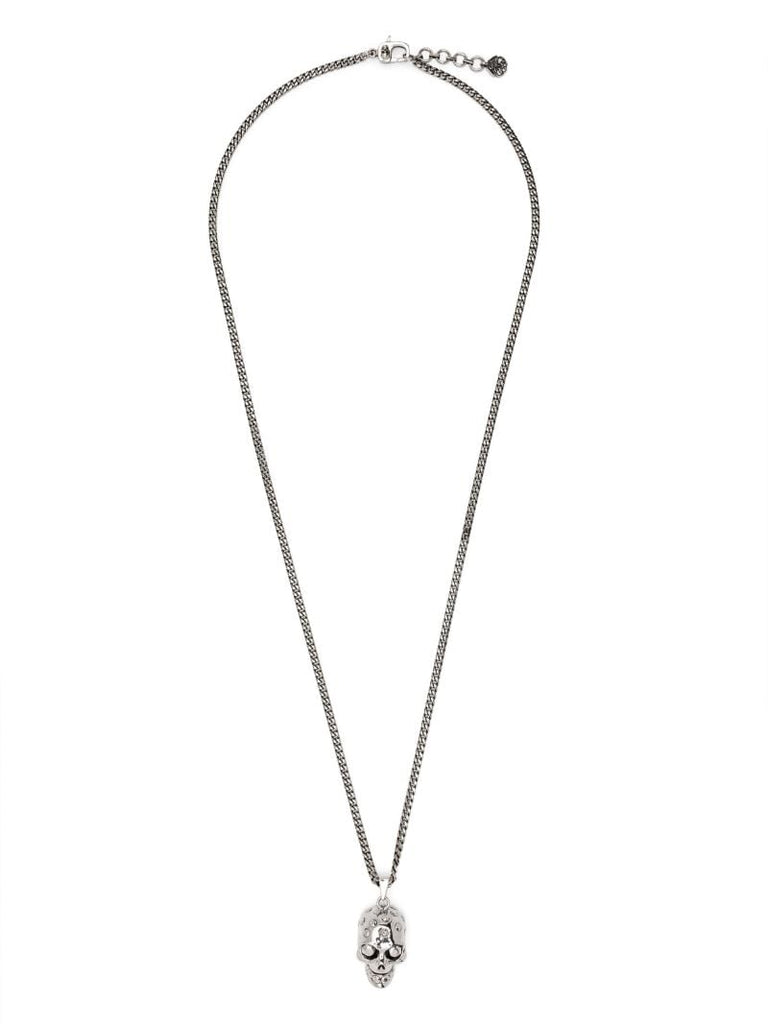 Silver-tone the Knuckle Skull Necklace