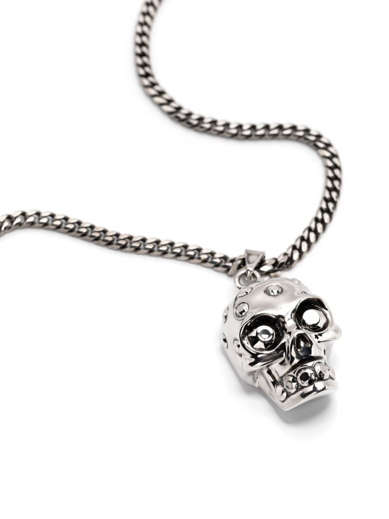 Silver-tone the Knuckle Skull Necklace