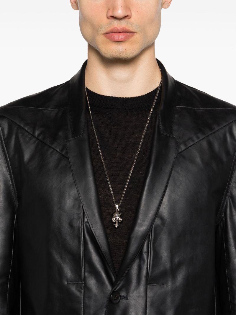 Silver-tone the Knuckle Skull Necklace