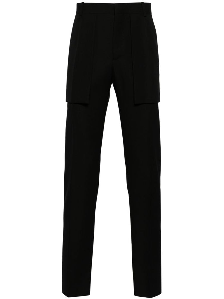 Black Exposed Pocket Tailored Trousers