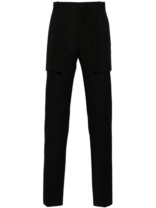 Black Exposed Pocket Tailored Trousers