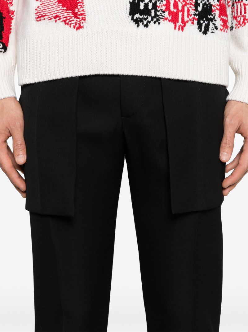 Black Exposed Pocket Tailored Trousers
