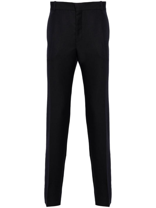 Blue Tailored Cigarette Trousers