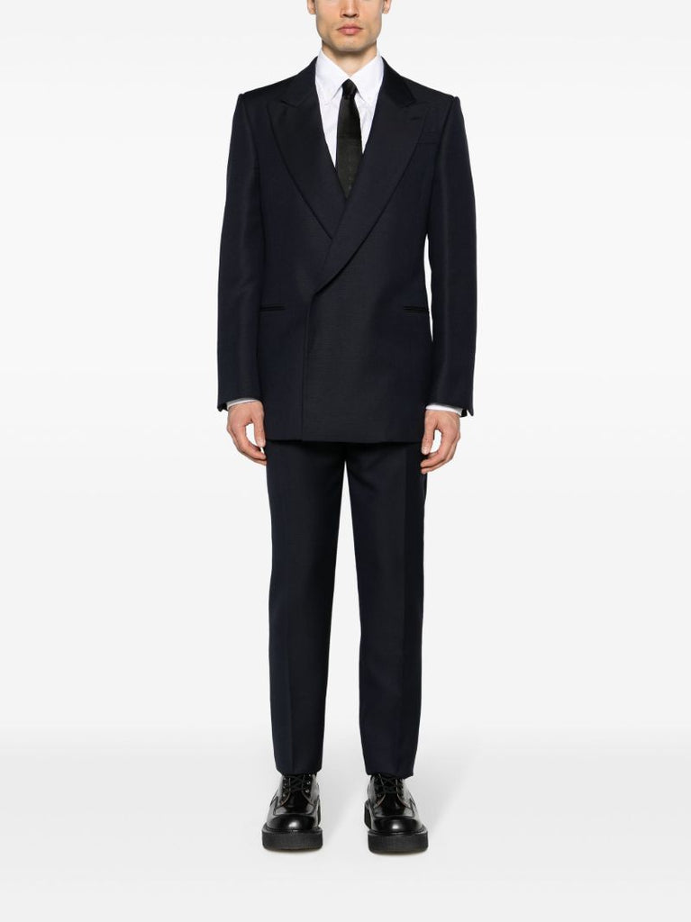 Blue Tailored Cigarette Trousers