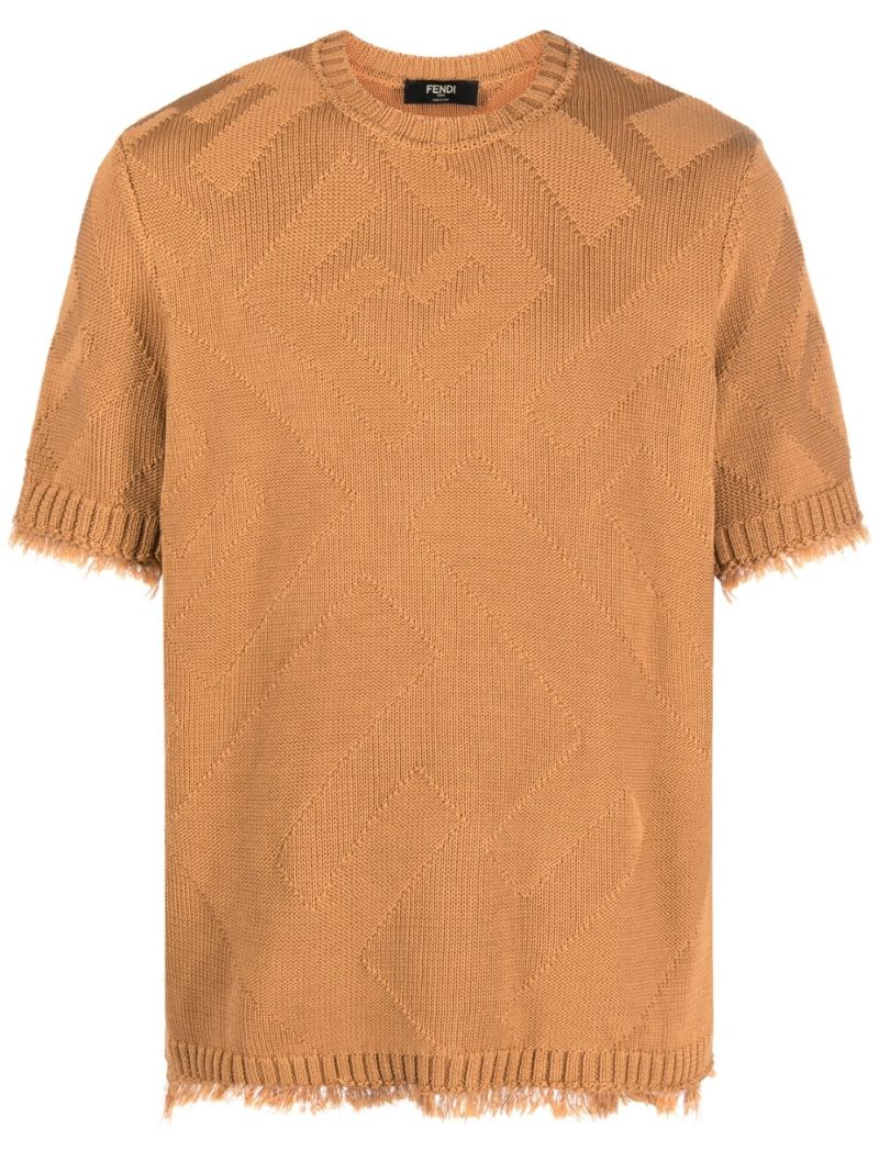 Brown Ff Motif Cotton Sweater