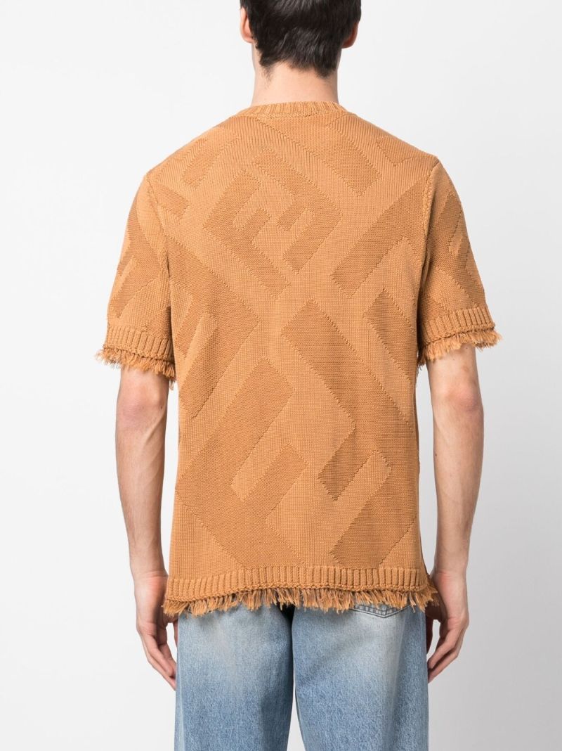 Brown Ff Motif Cotton Sweater
