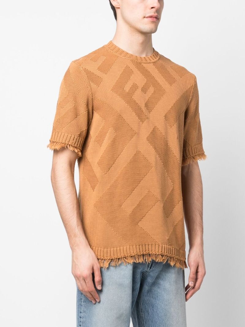 Brown Ff Motif Cotton Sweater
