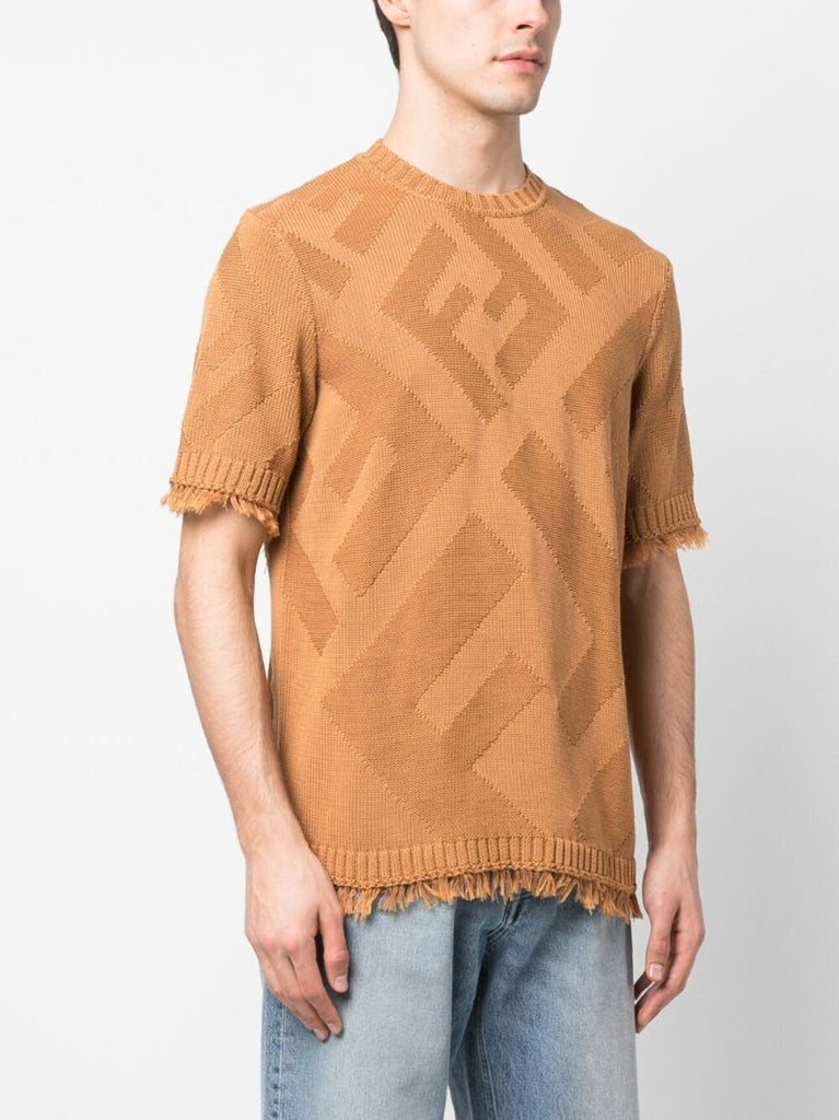 Brown Ff Motif Cotton Sweater