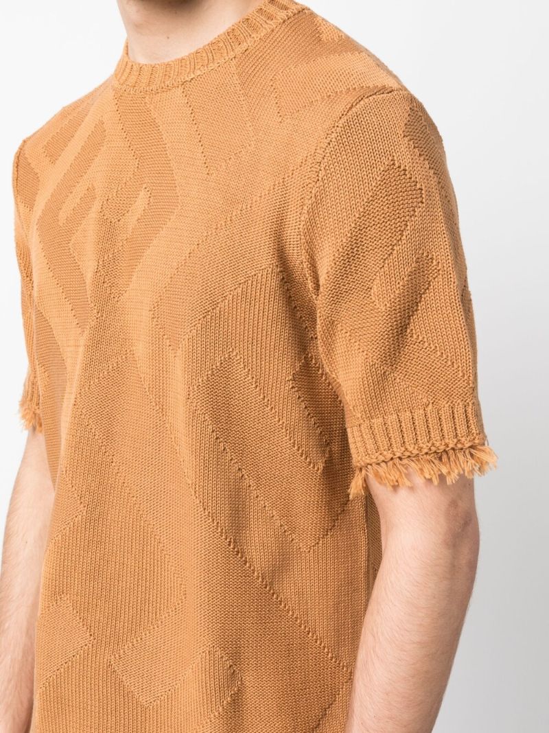 Brown Ff Motif Cotton Sweater