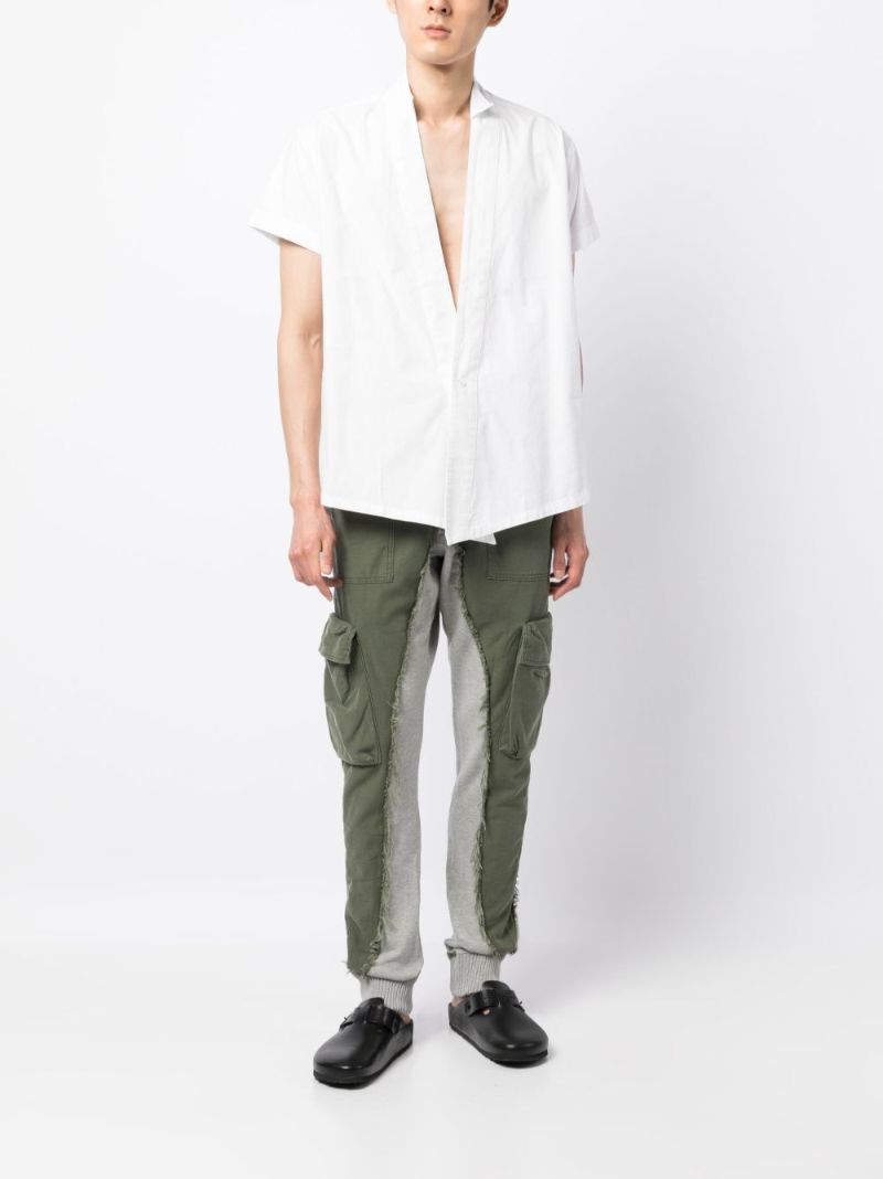 Green Frayed Cotton Cargo Trousers