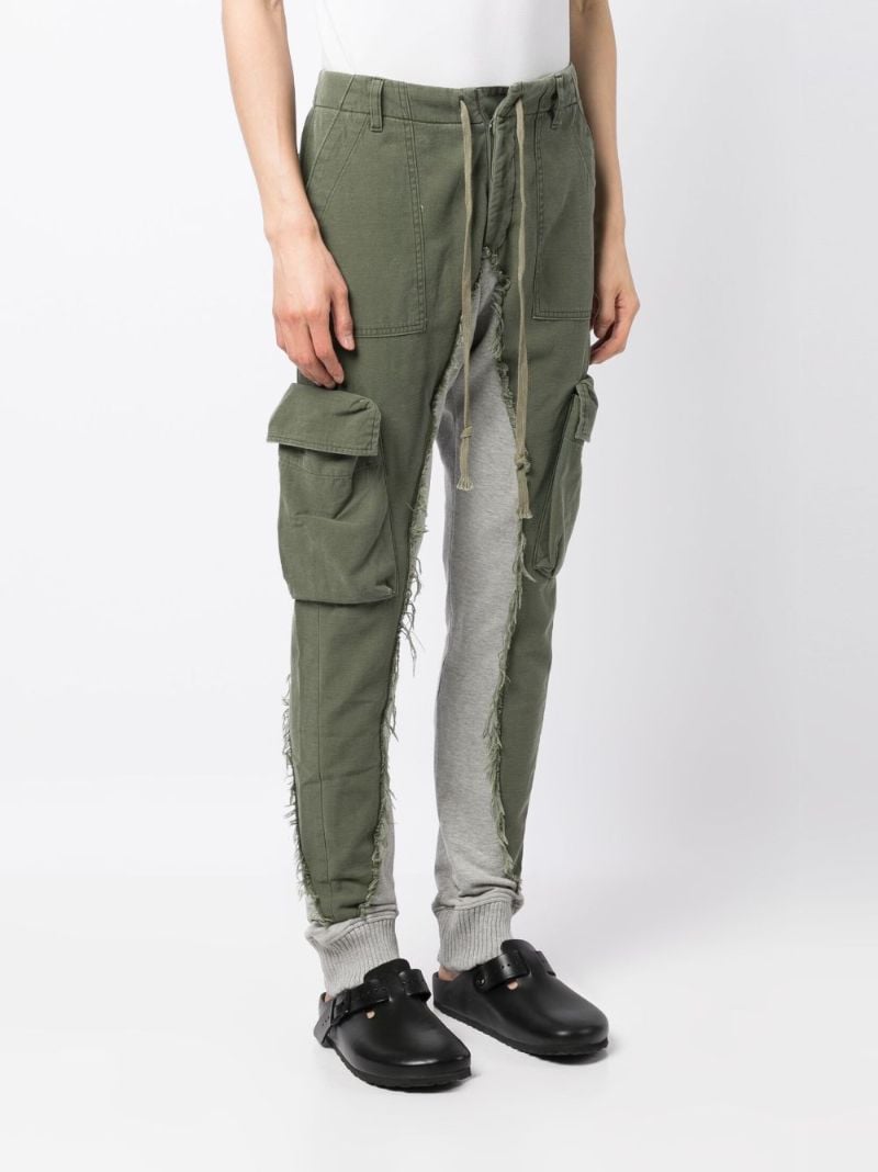 Green Frayed Cotton Cargo Trousers