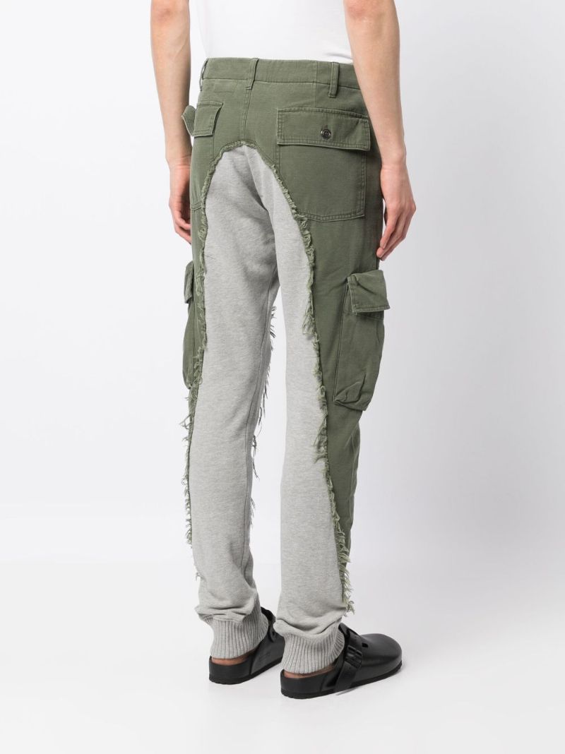 Green Frayed Cotton Cargo Trousers